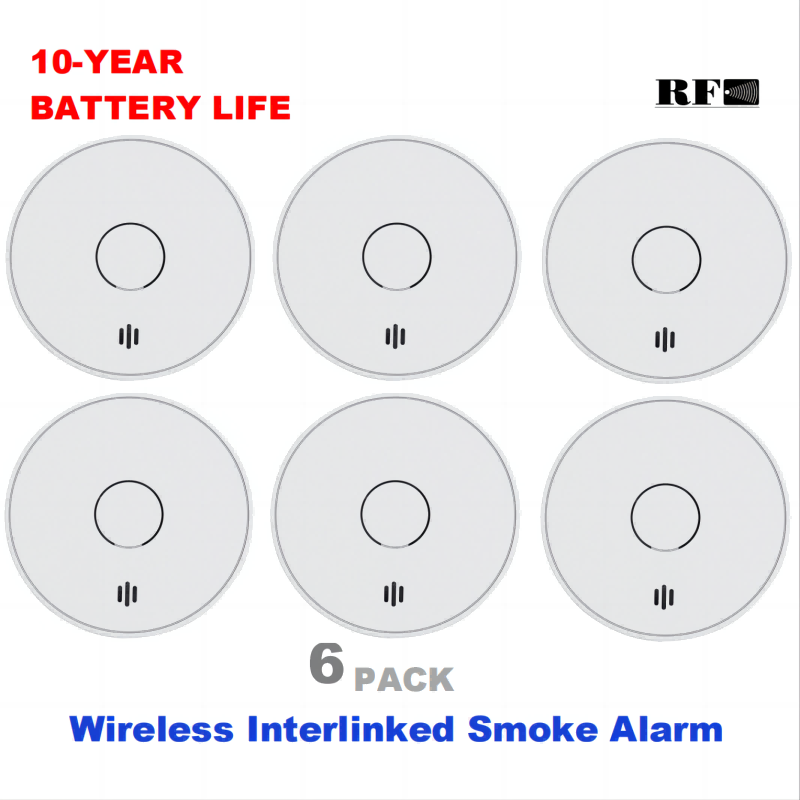 Smoke Detector Interconnected - Беспроводная взаимосвязанная дымовая сигнализация, 10-летний аккумулятор,