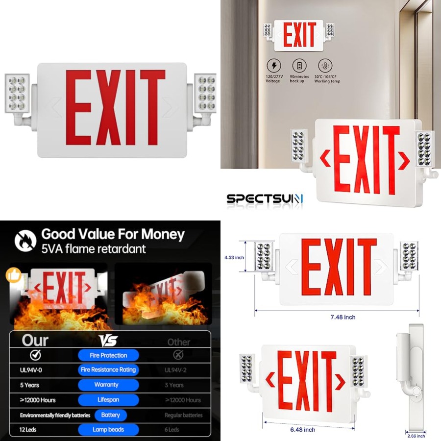 Emergency Exit Sign - Spectsun 1 шт. Указатели выхода с