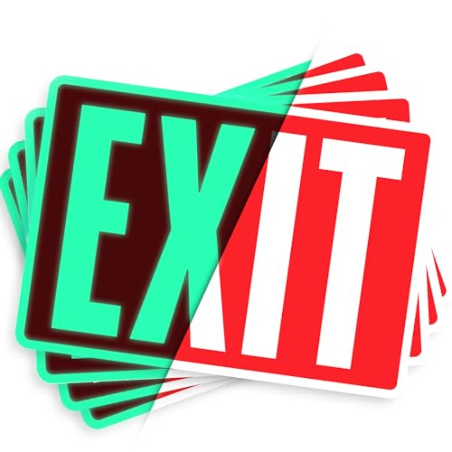Emergency Exit Sign - Наклейки-указатели выхода, светящиеся в темноте, 10